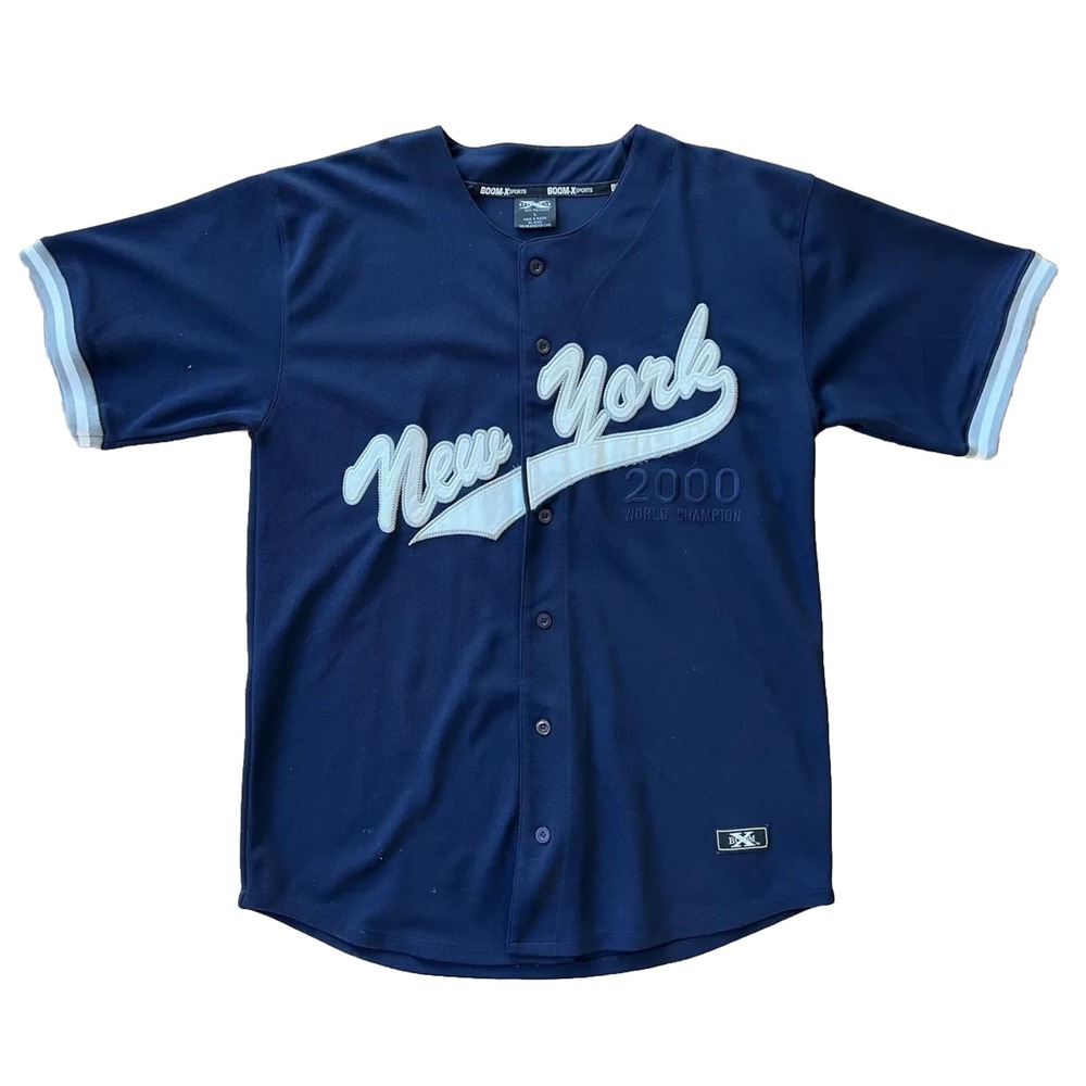 New York Yankees Baseball Jersey Boom X Sports 2000 World Champion Navy Blue L